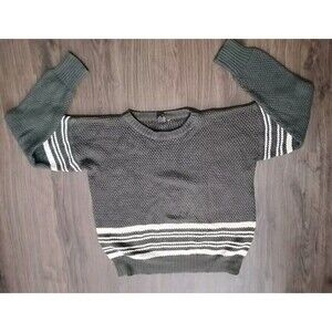 Hi Gear Sweater Womens Size Xl pullover Gray White Vintage Crewneck 100% Cotton